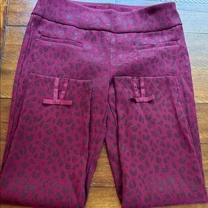 crown & ivy Maroon Leopard Print Straight Leg Pants
